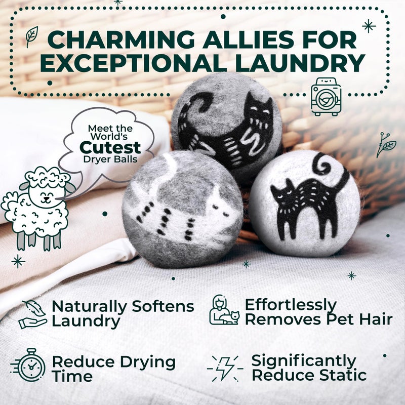 WOOLY HEROES No More Dryer Sheets! Reusable Wool Dryer Balls XL 6-Pack - Reduces Static, Cuts Dry Time, & Softens Naturally - Image 2